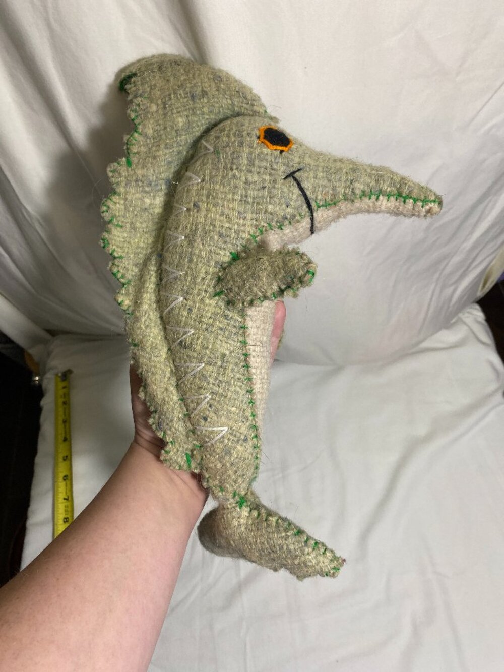Handmade Swordfish Plush Stuffed Animal 13" Folk Art Sewn Fabric Ocean Fish Toy
